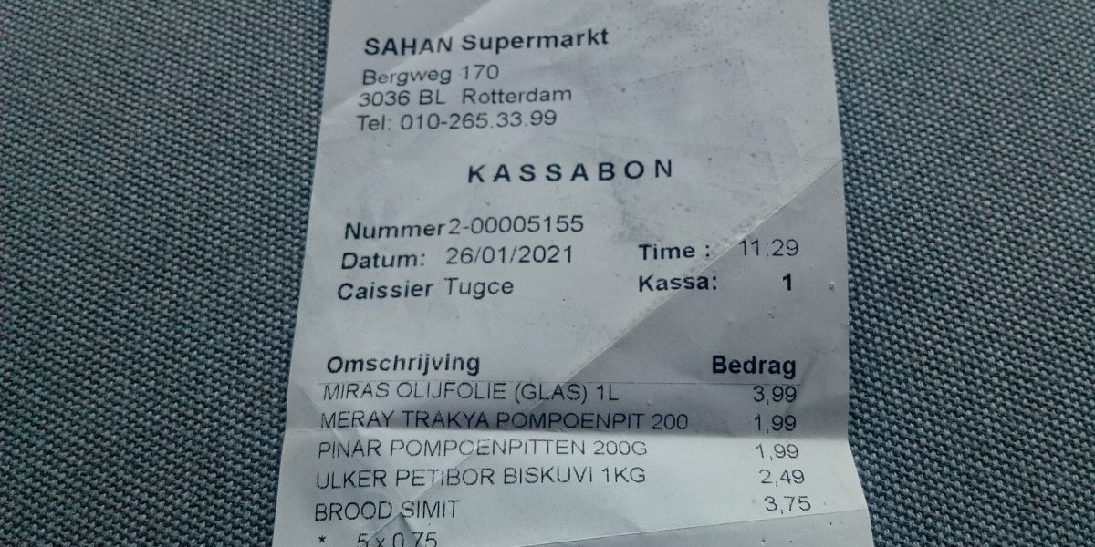 Cost of living — supermarket receipt