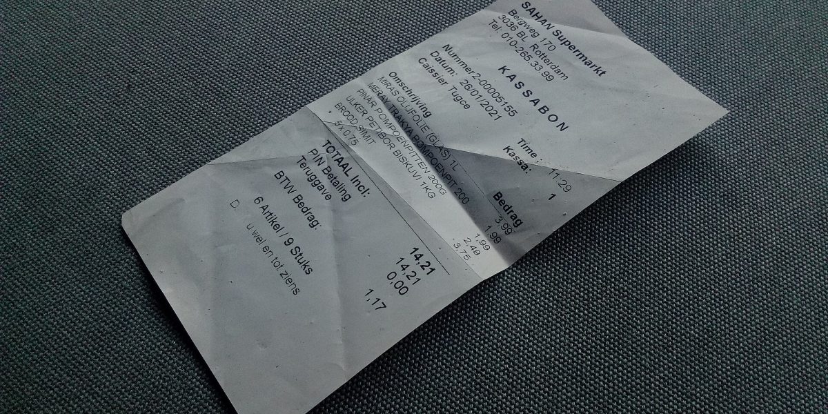 Cost of living — supermarket receipt