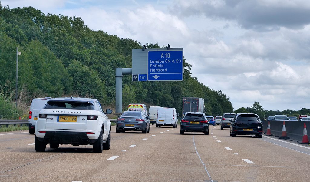 Speed limit changes — motorway
